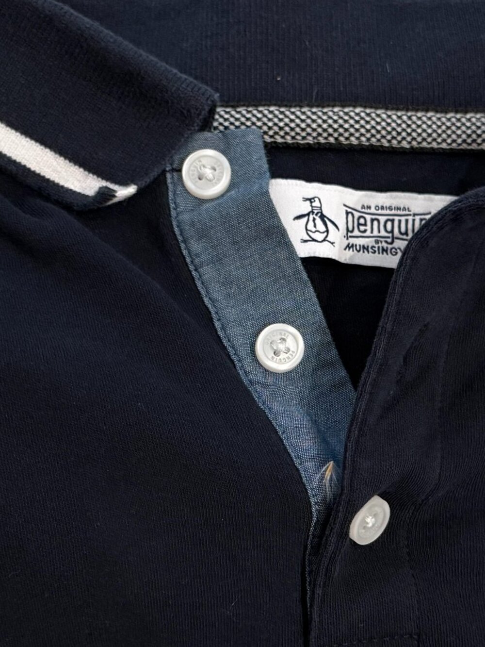 Original Penguin Men's Golf Polo, Navy, Tipped Collar, Size L — EUC!